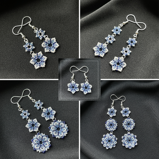 Floral Blue Belle | Lightweight Beaded Earrings | XS-XL
