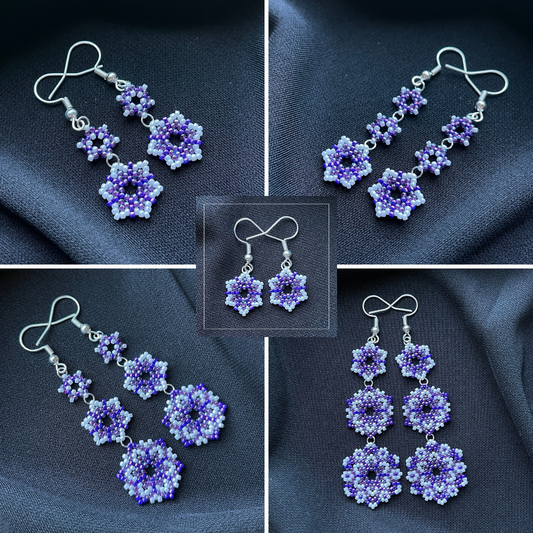 Floral Violet Wishes | Lightweight Beaded Earrings | XS-XL